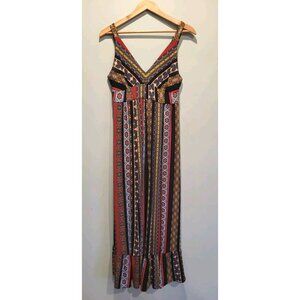 Dark Multicolor Empire  Sleeveless Maxi Dress Tahari Sz S Whimsigoth Fairygrunge